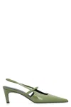 Totême The Sharp Cutout Glossed-leather Slingback Pumps In Green