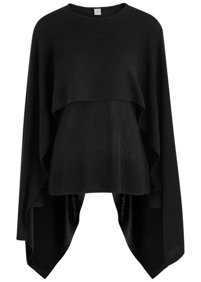 Totême Toteme Layered Cape-effect Silk Jumper In Black