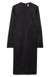 Totême Toteme Lean Long Sleeve Satin Midi Dress In Black