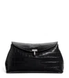 TOTÊME TOTEME LEATHER CROC-EFFECT T-LOCK CLUTCH BAG