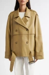 Totême Toteme Leather Crop Trench Coat In Desert