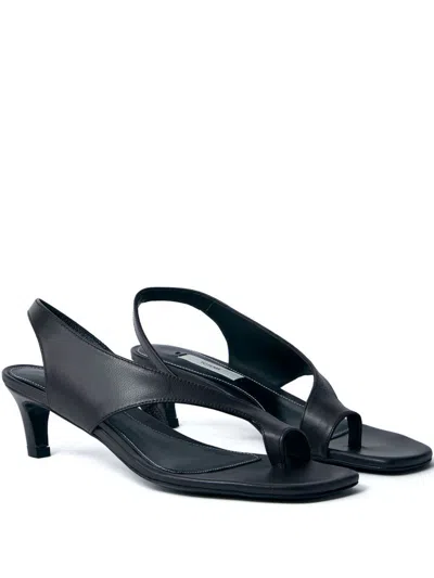 Totême Toteme Leather Heel Thong Sandals In Black