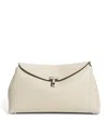 Totême T Lock Small Leather Clutch In Neutral