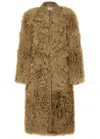 Totême Curly Shearling Lamb Long Coat In Brown