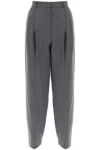 Totême Double-pleated Straight-leg Tailored Trousers In Grey