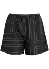 Totême Black Monogram Silk Pj Shorts In Black