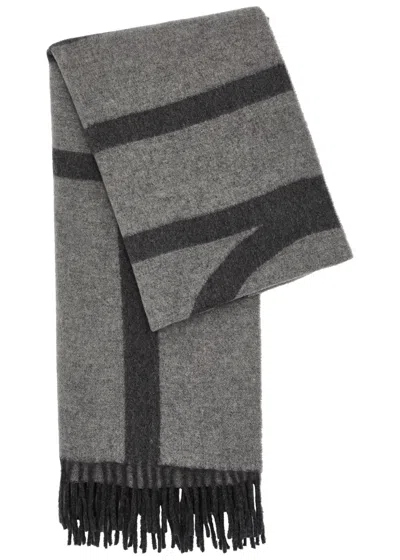 Totême Logo-monogrammed Wool Scarf In Gray