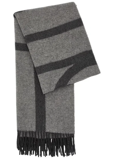 Totême Toteme Logo-monogrammed Wool Scarf In Grey