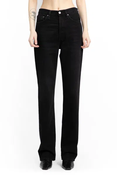 Totême Logo Patch Straight Leg Jeans In Black