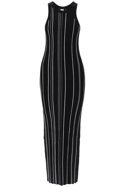 Totême Curved Rib Tank Midi Dress In Black,white