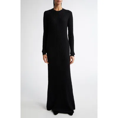 TOTÊME TOTEME LONG SLEEVE CABLE KNIT WOOL MERINO WOOL SWEATER DRESS