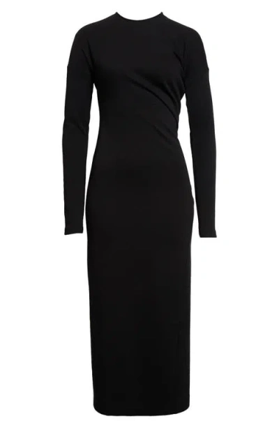 Totême Toteme Long Sleeve Twisted Jersey Midi Dress In Black