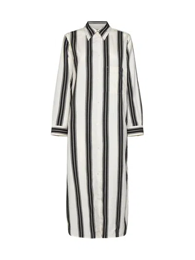 Totême Toteme Jacquard Stripe Long Sleeve Midi Shirtdress In Multi