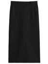 Totême Black Midi Straight Low-waisted Skirt In Recycled Polyester And Wool