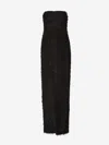 Totême Black Strapless Fil Coupé Maxi Dress In Black