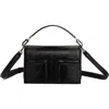 Totême Toteme Mini T-flap Lizard Embossed Leather Top Handle Bag In Black