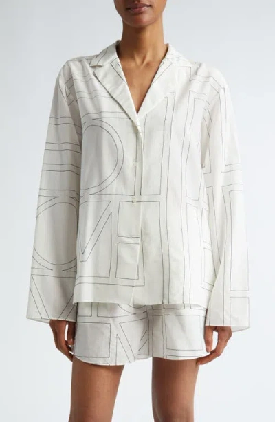 Totême Monogram-embroidered Sleep Shirt In Neutral