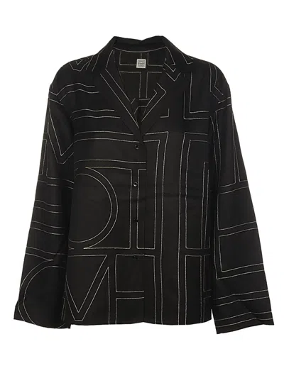 Totême Monogram Embroidered Buttoned Shirt In Black