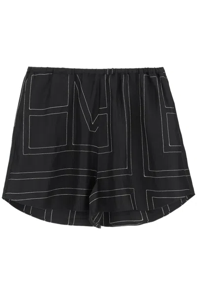 Totême Monogram Silk Twill Pj Shorts In Multi-colored