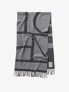 Totême Monogram Jacquard Wool Scarf Dark Grey Melange In Fringed Edges