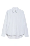 Totême Toteme Monogram Stripe Organic Cotton Poplin Button-up Shirt In White/cobalt Pinstripe