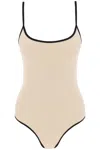 Totême Contrasting-trim Scoop-neck Swimsuit In Beige