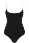 Totême Striped-edge Spaghetti-strap Swimsuit In Black