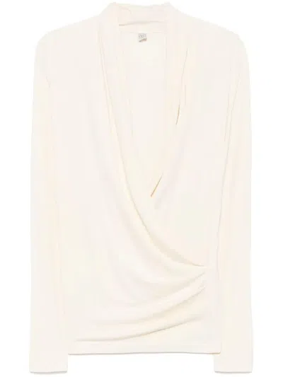 Totême Toteme Overlapping Jersey Top In Beige