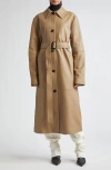 Totême Belted Leather Coat Truffle In Truffle