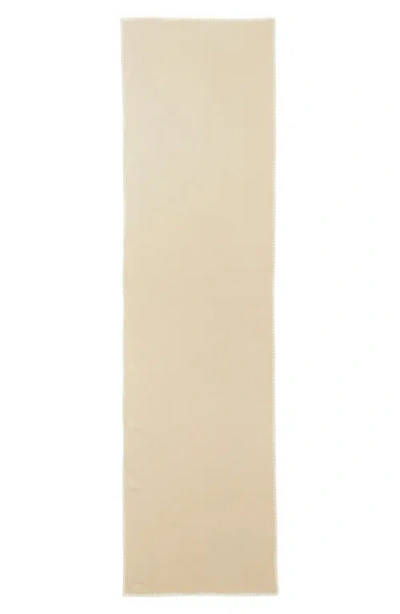 Totême Toteme Oversize Shell Stitch Trim Wool, Cashmere & Cotton Scarf In Harvest