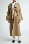 Totême Signature Draped Wool And Cashmere-blend Coat In Truffle