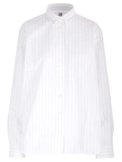 Totême Pinstrip Buttoned Shirt In White