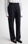 Totême Toteme Pleated Straight Leg Trousers In Nightfall