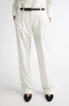 Totême Toteme Pleated Straight Leg Trousers In White