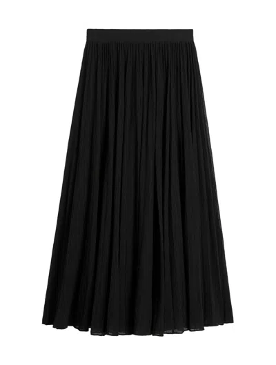 Totême Plissé-organic Cotton-blend Maxi Skirt In Black
