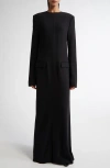 Totême Long Crepe Pocket Dress In Black