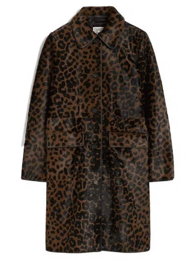 Totême Leopard Print Calf Leather Above-knee Coat In Animal Print