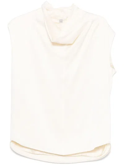 Totême Sleeveless Funnel-neck Blouse In Macadamia