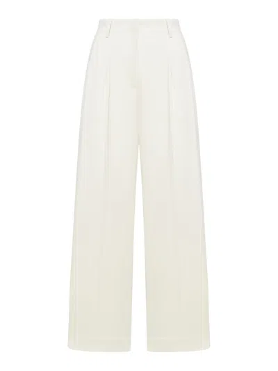 Totême Pleated Silk And Organic Cotton-blend Corduroy Wide-leg Pants In Beige