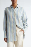 Totême Toteme Relaxed Fit Plaid Linen Blend Button-up Shirt In Madras Check