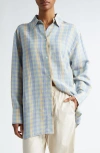 Totême Toteme Relaxed Fit Plaid Linen Blend Button-up Shirt In Madras Check