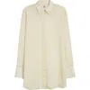 Totême Toteme Relaxed Semisheer Wool Voile Button-up Shirt In Milk