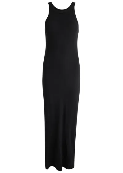 Totême Ribbed Stretch-cotton Dress In Black