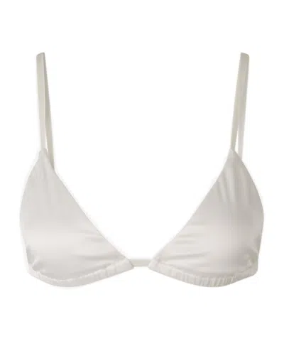 Totême Satin Bikini Top In White