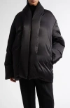 Totême Satin Puffer Jacket In Black