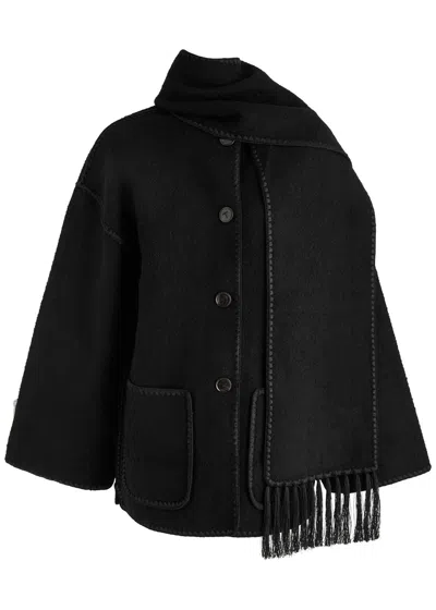 Totême Scarf-effect Wool-blend Jacket In Black