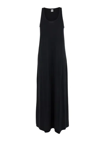 Totême Scoop-neck Sleeveless Sable Maxi Dress In Black