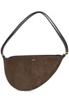 Totême Toteme Scooped Sling Suede Cross-body Bag In Dark Brown
