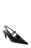 Totême Toteme Sharp Pointed Toe Croc Embossed Slingback Pump In Black