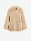 Totême Cinched Lamb Shearling Jacket In Straight Hook Closure